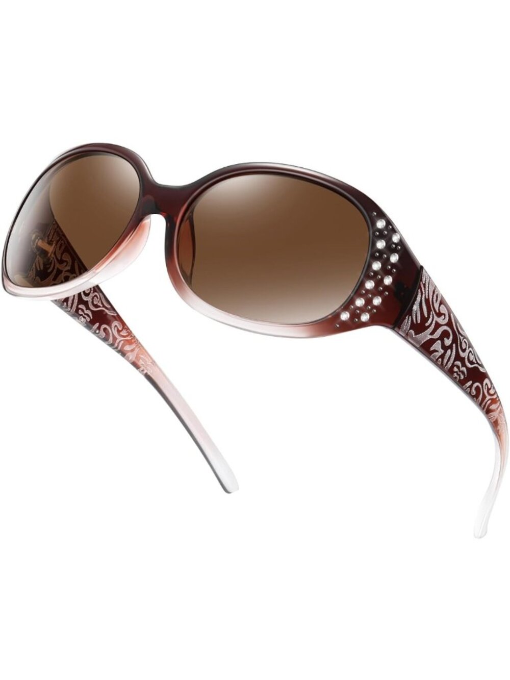 Chic Retro Polarized Rhinestone Sunglasses for Women - UV400 Wrap Around Style